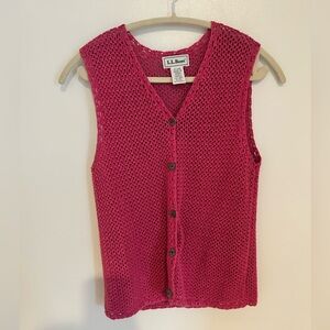 Vintage LL Bean Linen/Cotton Button Up Sweater Vest Cardigan